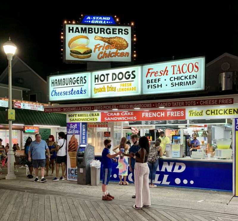 A restaurant on the boardwalk in Ocean City, Maryland.