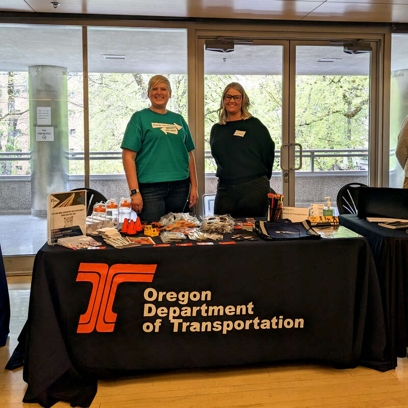 Tiffany Pollard and Shawna Bartlett represented ODOT at the PSU Career Fair May 2.