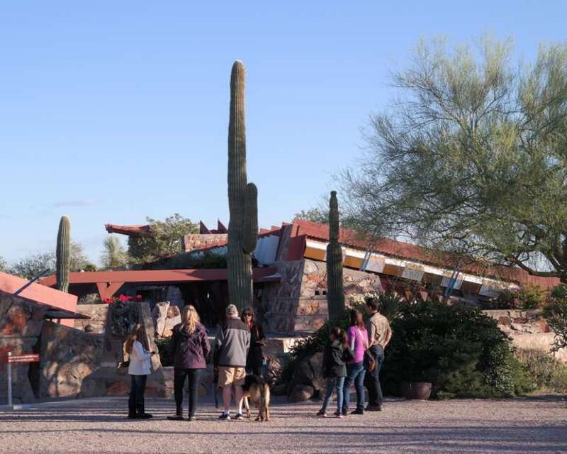 A tour group at Taliesin West in Scottsdale, Arizona
