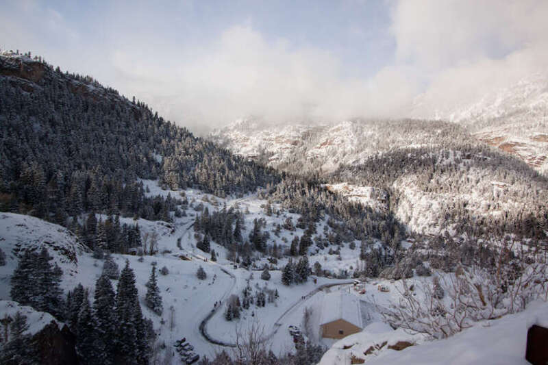 Snow Covered Mountains Along Colorado's &quot;Million Dollar Highway,&quot; US Route 550.
