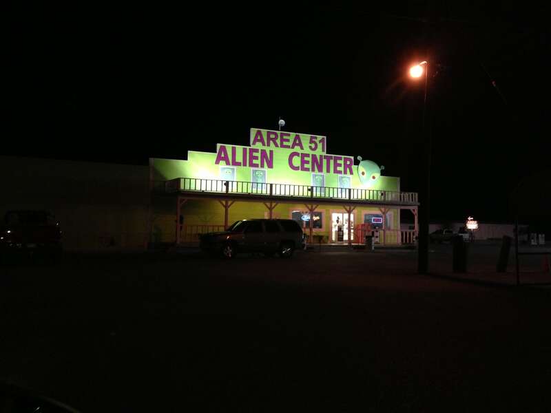 Business at the junction of US 95 and NV 373 in Amargosa Valley advertising itself as Area 51
