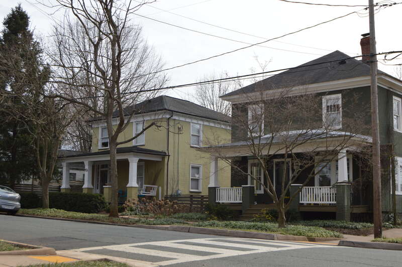 Houses at 900 (right) and 904 (left) Belmont Avenue in Charlottesville, Virginia, United States.  Built in 1924 and 1900, they are part of the North Belmont Neighborhood Historic District, a historic district that is listed on the National Register