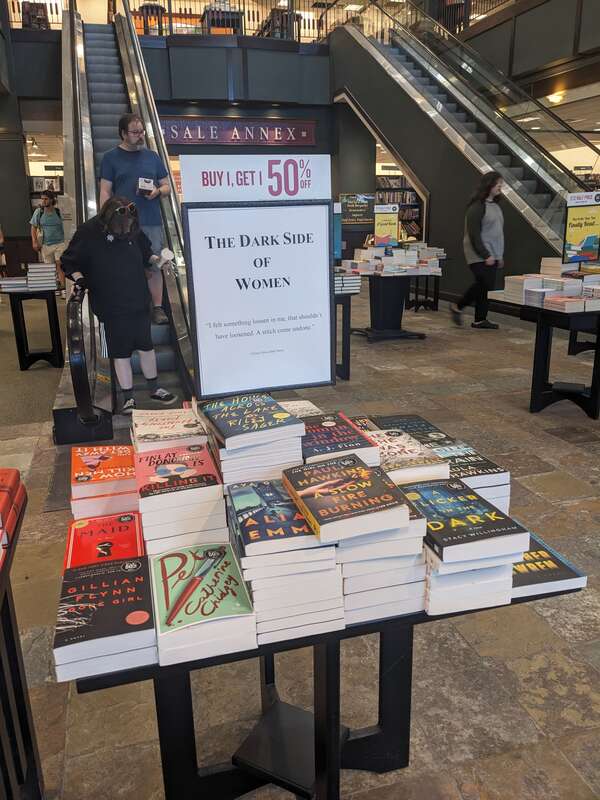 &quot;The Dark Side of Women&quot; book display at Barnes &amp;amp; Noble, 102 Dorset Street in South Burlington, Vermont.