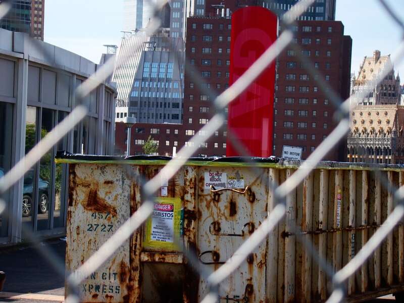 There isn't much to see from outside the Civic Arena as demolition begins. Crews have begun setting up dumpsters to gather material, including asbestos-containing materials, pulled out of the building.