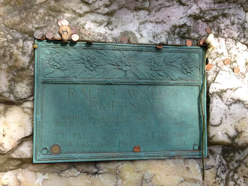 close up of Ralph Waldo Emerson's grave