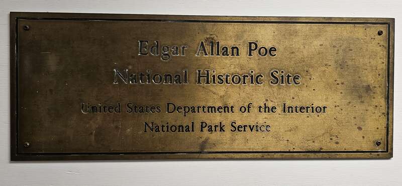 Plaque inside the Edgar Allan Poe National Historic Site in Philadelphia