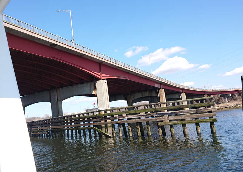 South face of the east side of the Henderson Bridge, Providence, Rhode Island viewed from the Seekonk River