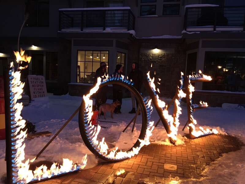 The LOVE fire art was created by fire artist Keith D'Angelo for the Telluride Fire Festival. LOVE is directed at viewers to help them stay out of the darkness and to remember and live in love.