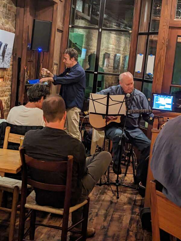 John Byrnes performs at open mic at The Local on 824 Hinton Avenue in Belmont neighborhood of Charlottesville, Virginia.