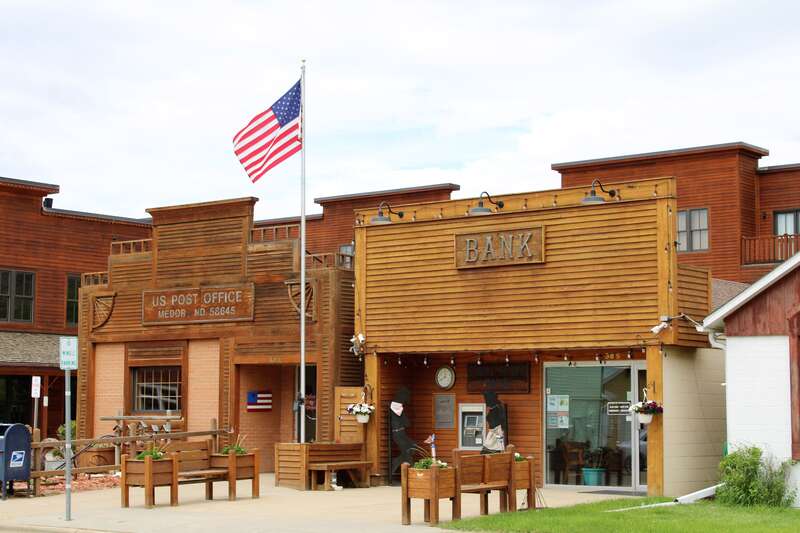 Post Office and Bank buildings in Medora, North Dakota.