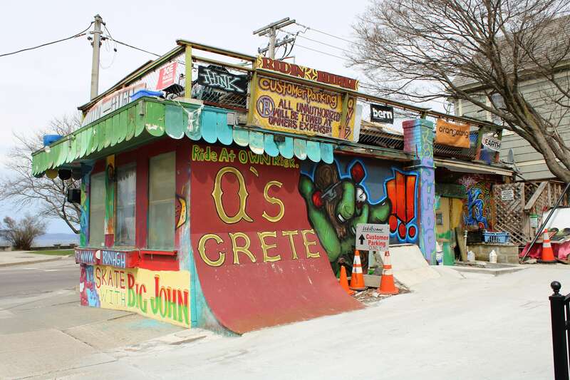 Ridin' High Skate Shop on Pearl Street in Burlington, Vermont.