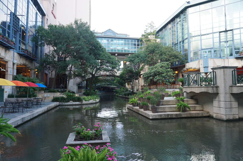 The Shops at Rivercenter on the San Antonio River Walk in San Antonio, Texas (United States).