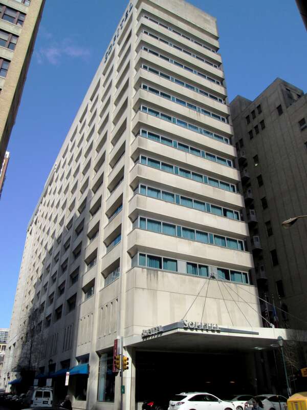 The Sofitel hotel in Center City, Philadelphia is located at 120 South 17th Street at Sansom Street.  It was built in 2000.