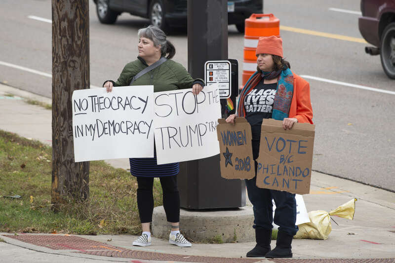 St. Paul, Minnesota
October 7, 2018
The &quot;Stand on Every Corner&quot; events are nationwide protests against Republican President Donald Trump. The protests started with a protest on June 20 by Bryce Tache in Minneapolis. Protests have continued daily