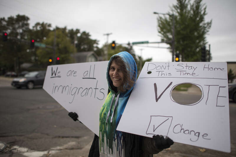 St. Paul, Minnesota
October 7, 2018
The &quot;Stand on Every Corner&quot; events are nationwide protests against Republican President Donald Trump. The protests started with a protest on June 20 by Bryce Tache in Minneapolis. Protests have continued daily