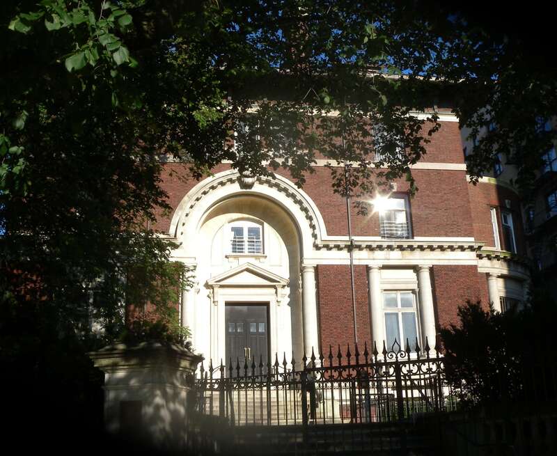 Looking southeast from RSD at former Rice mansion on a sunny late afternoon.