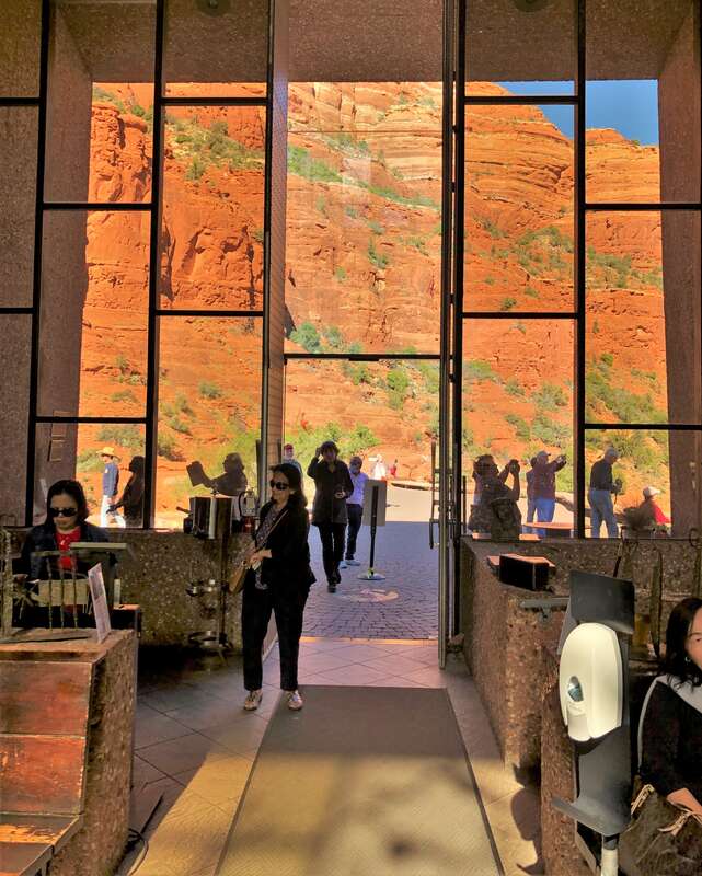 The Chapel of the Holy Cross is a Roman Catholic chapel built from 1954 to 1956 into the red rock buttes of Sedona, Arizona, within the Coconino National Forest. It was inspired and commissioned by local rancher and sculptor Marguerite Brunswig