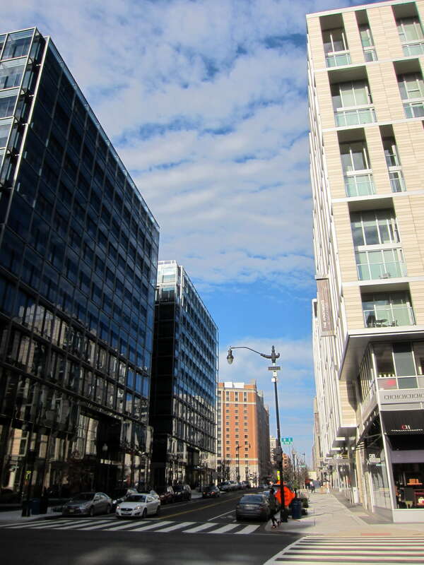 Facing north on the 800 block of 10th Street NW in Washington, D.C.  The buildings are part of the CityCenterDC complex.