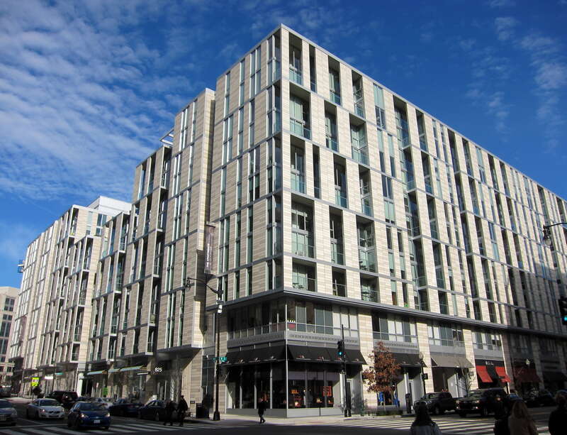 The Apartments at City Center - South Building located at 825 10th Street NW in the CityCenterDC complex in Washington, D.C.  Designed by Shalom Baranes Associates, the building was completed in 2013.