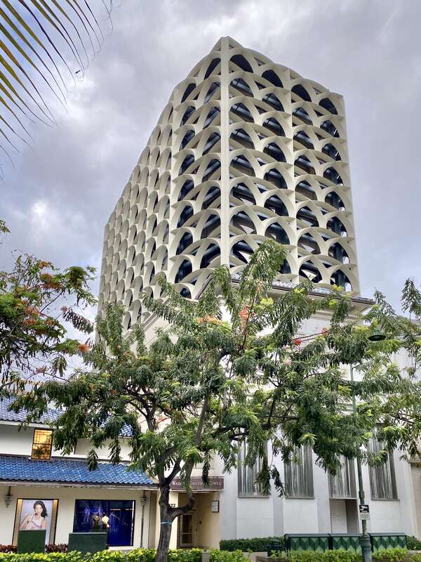 Built in 1966, this iconic and distinctive high-rise commercial office tower was designed by George ‘Pete’ Wimberly of Wimberly, Whisenand, Allison &amp;amp; Tong to house the Waikiki offices of the Bank of Hawaii, but has since become known as the