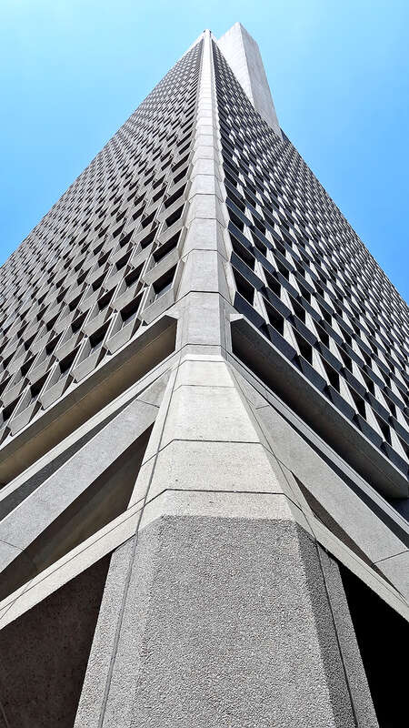 PLEASE, NO invitations or self promotions, THEY WILL BE DELETED. My photos are FREE to use, just give me credit and it would be nice if you let me know, thanks.
Looking up one of the corners of the Transamerica Pyramid, it is the tallest skyscraper