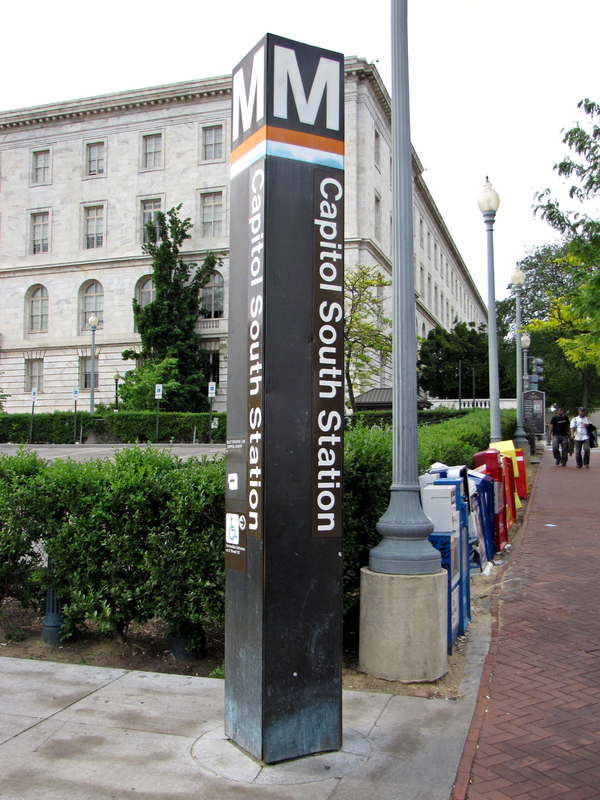 Street pylon at the entrance to Capitol South station in Washington, DC.

Ben Schumin is a professional photographer who captures the intricacies of daily life.  This image may be used under Creative Commons Attribution-ShareAlike 2.0.  Please
