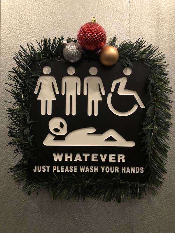Bathroom sign at Carson Kitchen in Las Vegas, Nevada