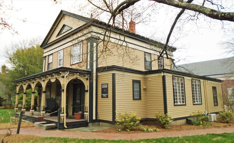 The Clark Greenman House at 75 Greenmanville Avenue in Mystic, Connecticut was built in 1841 in the Greek Revival style for Clark Greenman, the second oldest of three brothers who founded the George Greenman &amp;amp; Co. shipyard. The porches with their