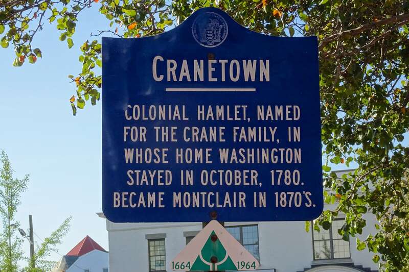 Information sign for Cranetown, now Montclair, NJ.