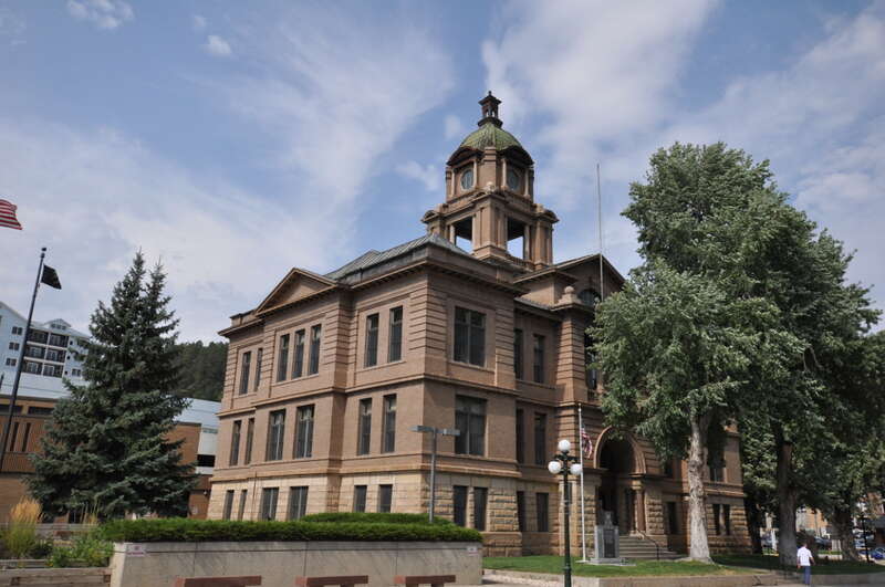 Deadwood Historic District, encompassing virtually all of Deadwood, South Dakota. The Lawrence County Courthouse.