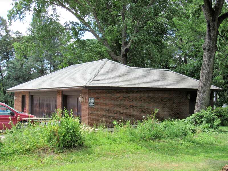 The garage at the Dr. Kuno Struck House in Davenport, Iowa. It is a contributing property in the Marycrest College Historic District