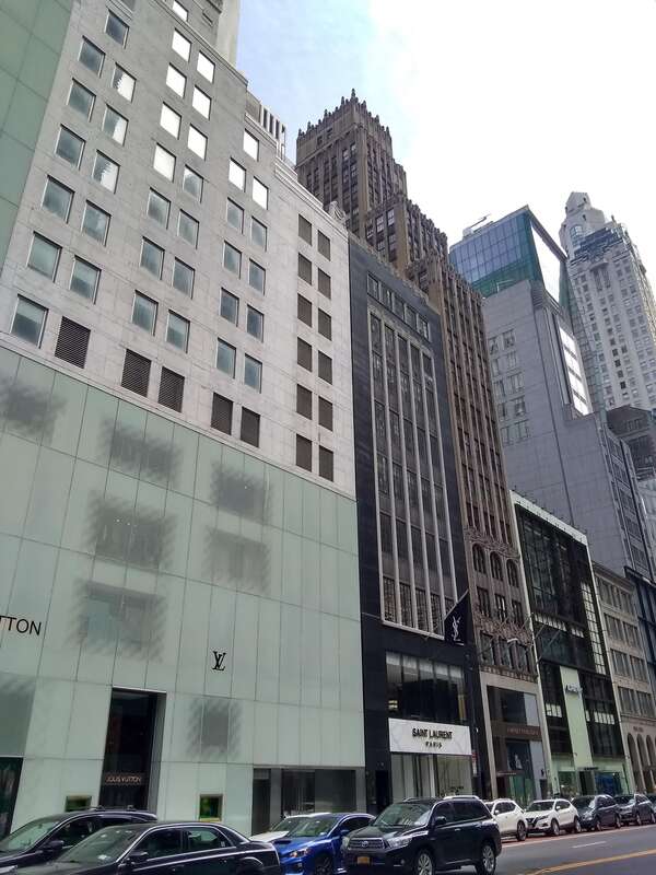 From left to right: 1, 3, and 5 East 57th Street in Manhattan, New York, seen in Apr 2021