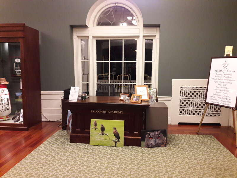 This is the falconry station at the Omni Homestead in Hot Spring, Virginia. Hotel guests can sign up to learn falconry.