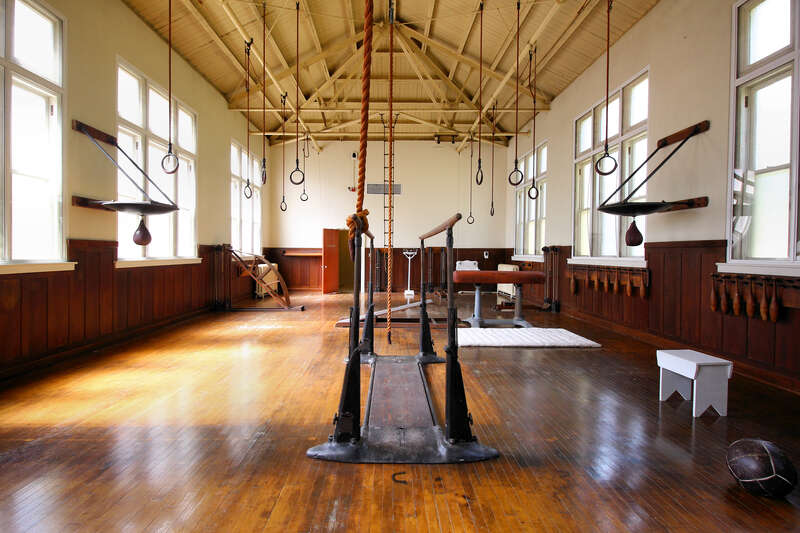 The gymnasium in the Fordyce Bathhouse in Hot Springs National Park, Hot Springs, Arkansas, United States.