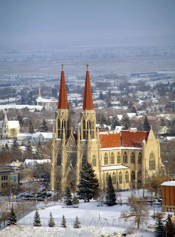This photo of the St. Helena Cathedral in Helena was taken from Strawberry Hill on Mount Helena City Park by K.B.   A portion of the Central School playground is visible in the foreground, and the Helena Valley extends in the background.    
Uploaded