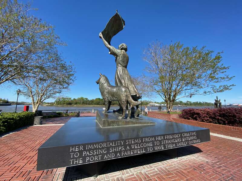 &quot;Her immortality stems from her friendly greeting to passing ships, a welcome to strangers entering the port and a farewell to wave them safely onward.
@ Savannah, Georgia