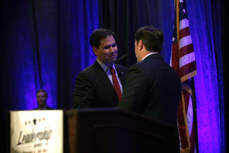 U.S. Senator Marco Rubio of Florida and Governor Doug Ducey speaking at the Arizona Chamber of Commerce &amp;amp; Industry's Leadership Series luncheon in Phoenix, Arizona.

Please attribute to Gage Skidmore if used elsewhere.