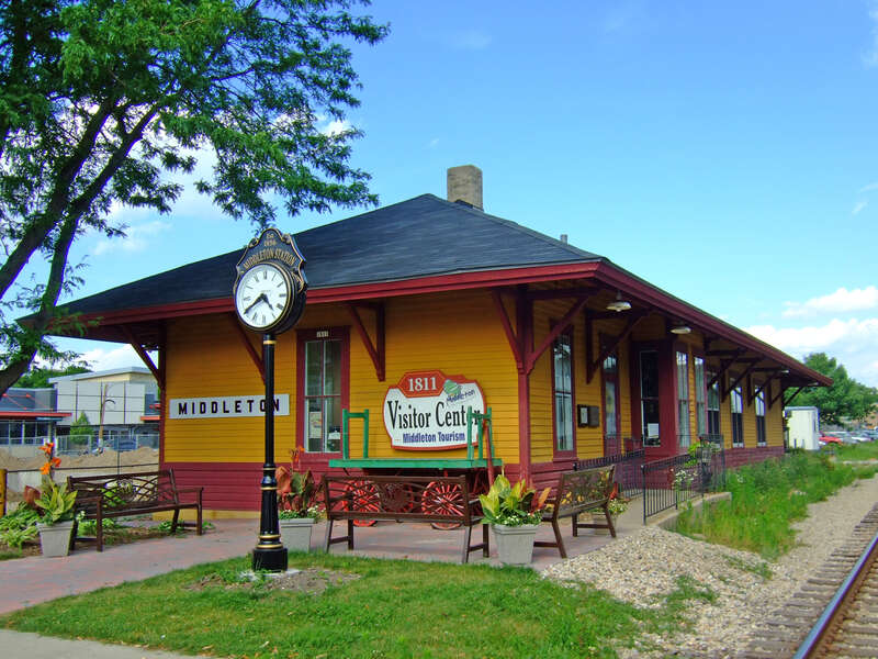 In 1856, a depot was built by the Milwaukee-Mississippi Railroad Company to serve the community then called Middleton Station.  It was replaced by another depot which burned.  The present building was erected in 1895 and had a passenger waiting room,