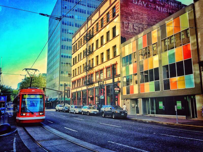 The Portland Streetcar's North/South Line.  Shot with my iPhone 5.