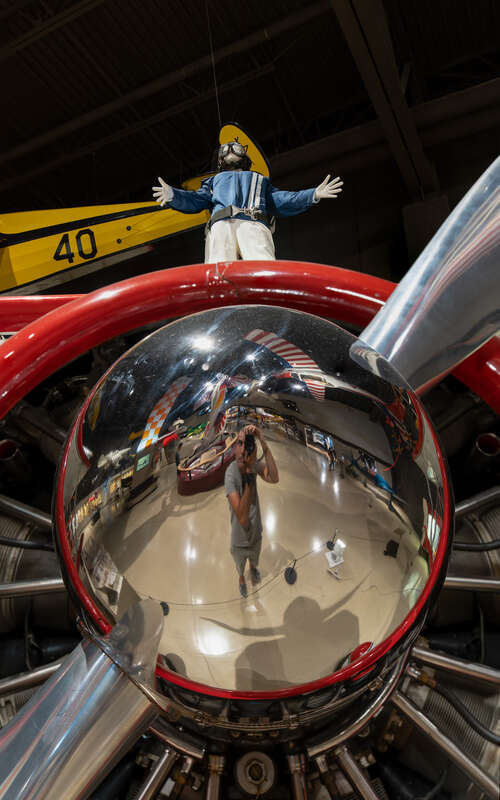 Self-portrait on 1943 Boeing/Hughes Super Stearman - N121R (N5051V), EAA Aviation Museum, Oshkosh, Wisconsin, US