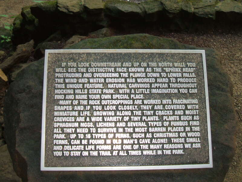 Hocking Hills State Park:Sphinx Head Description