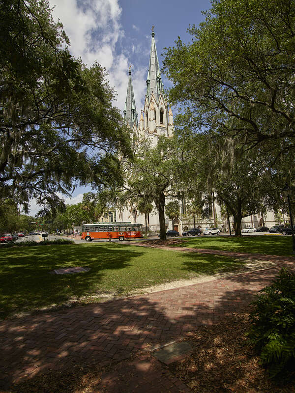 Title: The Cathedral of St. John the Baptist, the Roman Catholic cathedral of Savannah, Georgia.
Physical description: 1 photograph : digital, tiff file, color.

Notes: Purchase; Carol M. Highsmith Photography, Inc.; 2017; (DLC/PP-2016:103-5).; Forms