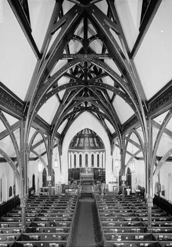 Interior of Trinity Episcopal Cathedral — located in the block surrounded by Eleventh, Twelfth, Main, and Brady Streets in Davenport, Iowa.  
Built in 1873, it is listed on the National Register of Historic Places.
Image courtesy of the federal