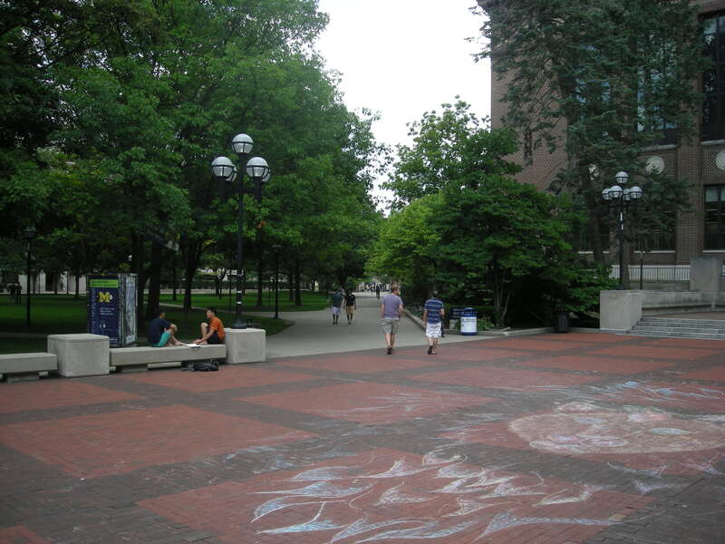 The Diag on the central campus of the University of Michigan in Ann Arbor, Michigan (United States).
