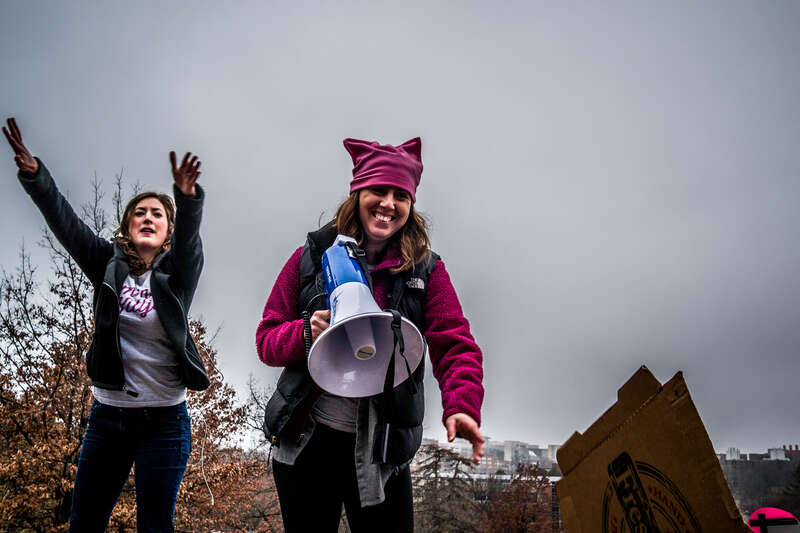 Photos from the Women's March in Iowa City, where more than 1,000 took part in an event to share concerns about the election of Trump. This event joined with hundreds of others around the nation and world as millions of people joined together to