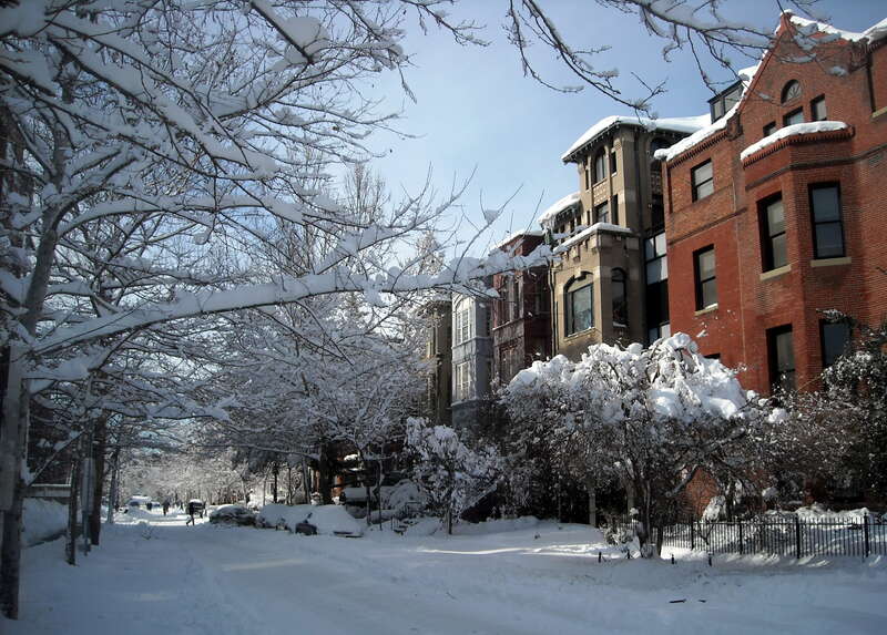 The 2000 block of Q Street, N.W., in the Dupont Circle neighborhood of Washington, D.C., following the North American blizzard of 2010.