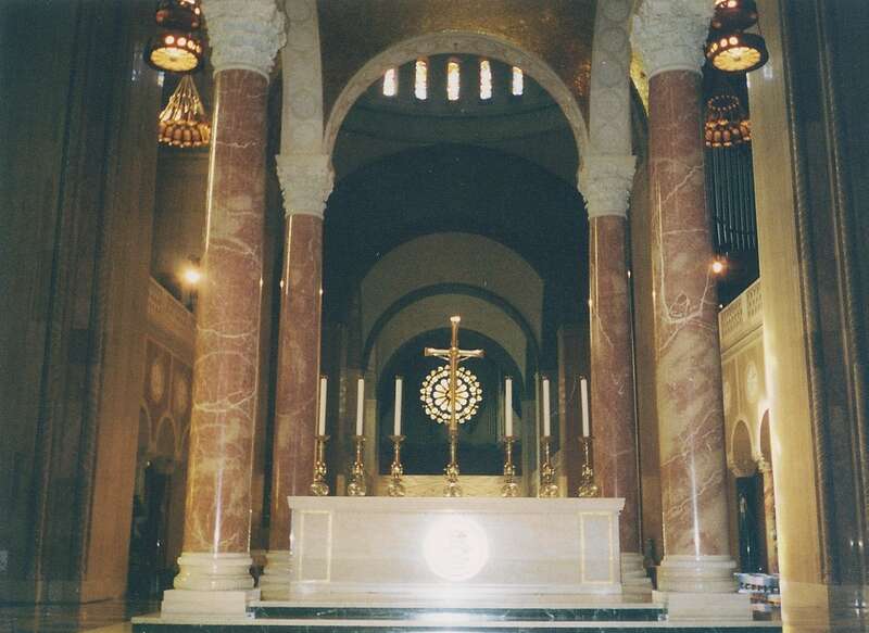 The interior of the Basilica of the National Shrine of the Immaculate Conception in Washington, D.C. (United States).