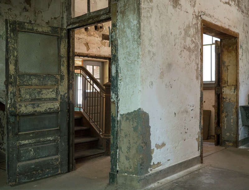 The Ellis Island Immigrant Hospital, closed since 1930.