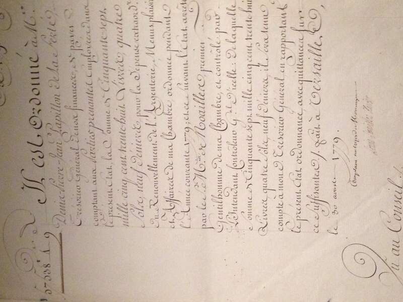 This 16 page document how a royal refurbishes his private suit. It outlines the upgrades made in August 1779 on behalf of 23-year-old Louis Stanislas Xavier, comte d’Artois, brother of king Louis XVI and future king Louis XVIII. They were a few