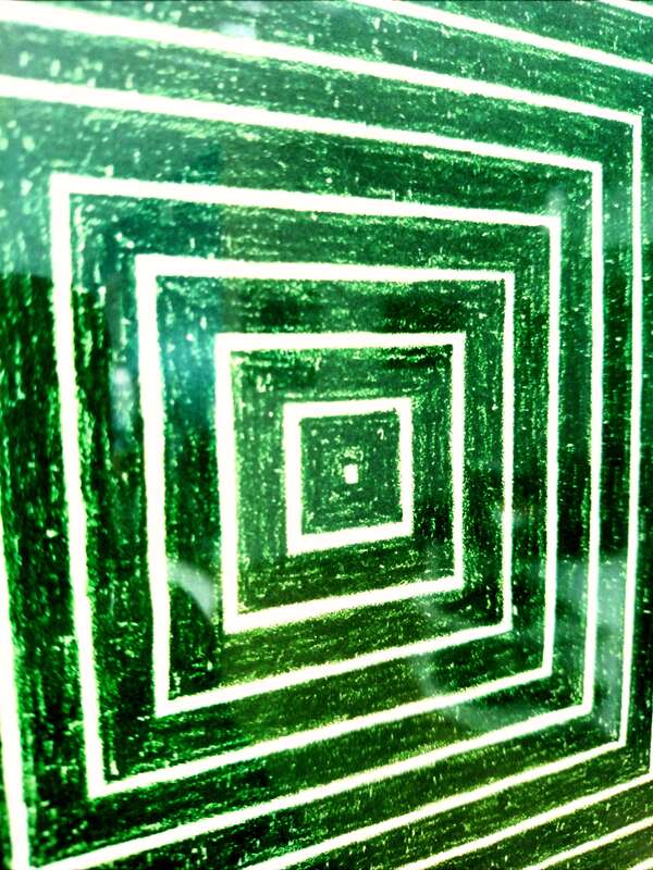 We are fortunate to have a complete set of lithographs of Frank Stella's Benjamin Moore Series, done in 1971. They are, to me, beautiful contemporary art, bold, colorful, minimal, elegant. This is Island No. 10, the green painting in the series. They